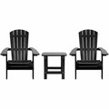 Flash Furniture Charlestown 2-Pack Black Faux Wood Folding Adirondack Chairs with Side Table 354JJC1450BL